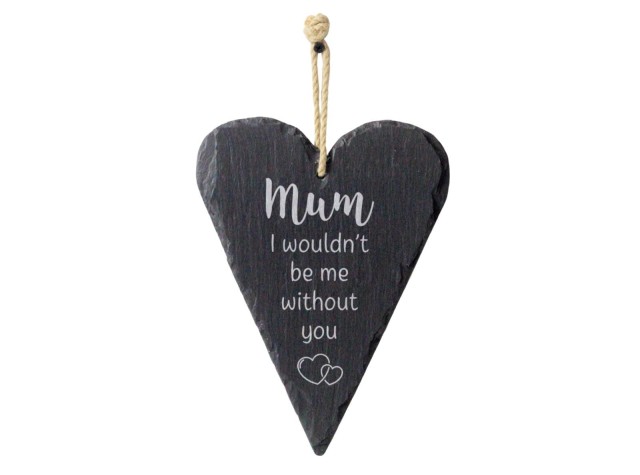 Mum Me Without You Welsh Slate Heart Hanging Sign